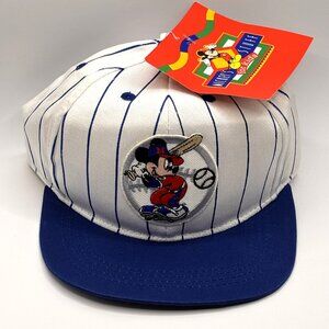 Vintage Fresh Caps Mickey Mouse Baseball Hat Snapback Ball Cap Blue Stripes NWT